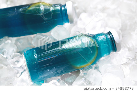 Detox blue lemonade in glass bottle for healthy nutrition diet 54898772