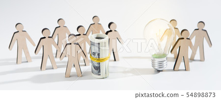 Collaborating mass helping with money who have perspective business idea Collaborating mass helping with money who have perspective business idea 54898873