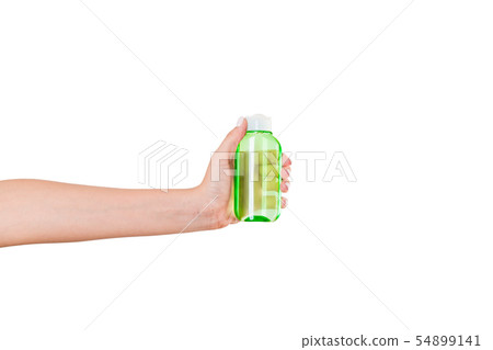 Female hand holding cream bottle of lotion Female hand holding cream bottle of lotion 54899141