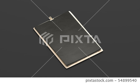 Blank black cafe menu, wooden plank mockup, A4, 54899540