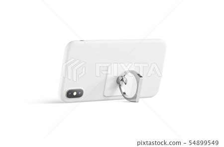 Blank white finger grip sticked on mobile phone 54899549