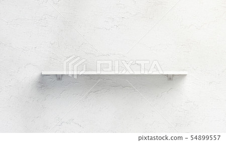Blank white book shelf mockup mounted on wall Blank white book shelf mockup mounted on wall 54899557