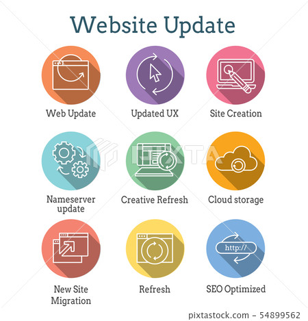 Website Update Icon Set with seo update, site 54899562