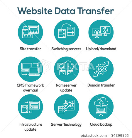 Website Data Transfer Icon Set with laptops, 54899565