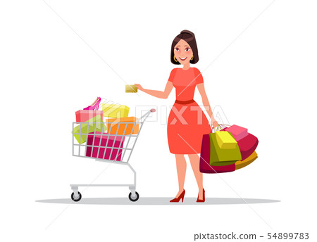 Happy shopping girl or woman with bags 