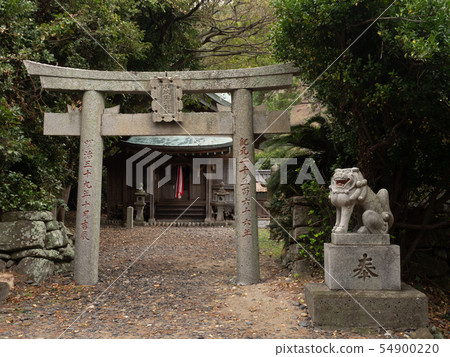 The Torii and main hall of the Komoda Hama Shrine in Tsushima, which used to be the battlefield of the original shrine, October 54900220