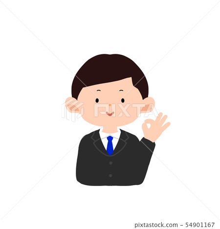 在顯示好標誌的衣服(藍色領帶)的男性 在顯示好標誌的衣服(藍色領帶)的男性 54901167
