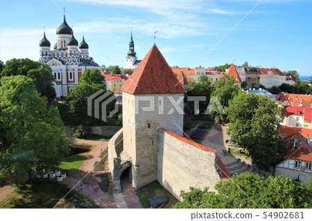 塔林老城天際線（亞歷山大涅夫斯基大教堂和Naiztorn） 54902681