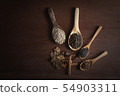thai spicy on wooden spoons  54903311