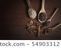 thai spicy on wooden spoons  54903312