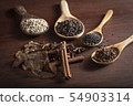 thai spicy on wooden spoons  54903314
