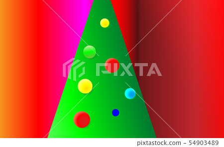 Gradient red Christmas background with green tree-插圖素材 [54903489] - PIXTA圖庫