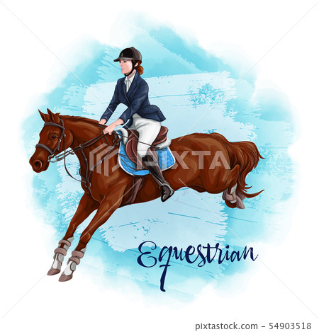 Woman Horseback Riding. Equestrian Sport. 54903518