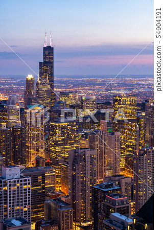 Aerial view of Chicago Skylines South Aerial view of Chicago Skylines South 54904191