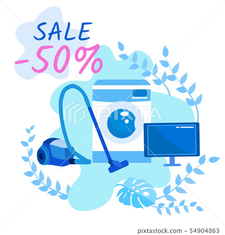 Flat Cartoon Advertisement with Sale Proposition Flat Cartoon Advertisement with Sale Proposition 54904863