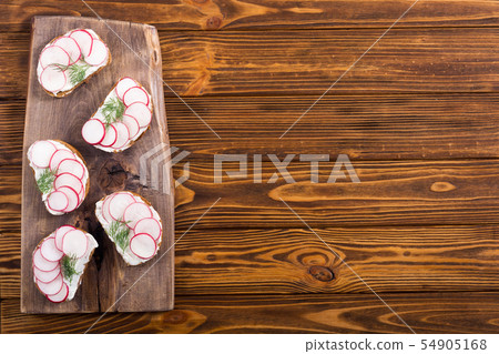 Healthy vegetable toasts sandwith with radish and Healthy vegetable toasts sandwith with radish and 54905168