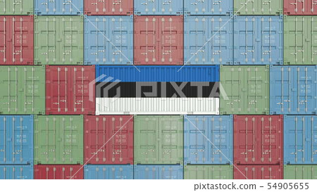 Container with flag of Estonia. Estonian goods related conceptual 3D rendering 54905655