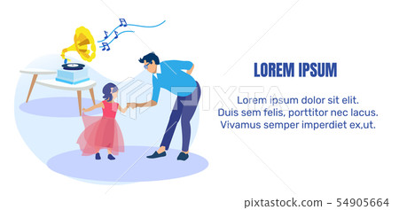 Father Dancing with Little Daughter Text Banner Father Dancing with Little Daughter Text Banner 54905664