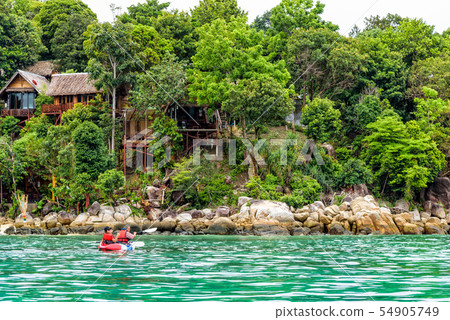 Father and daughter travel by kayak at Ko Lipe, Father and daughter travel by kayak at Ko Lipe, 54905749