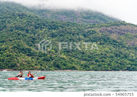 Two woman are kayaking on the sea, Thailand 54905755
