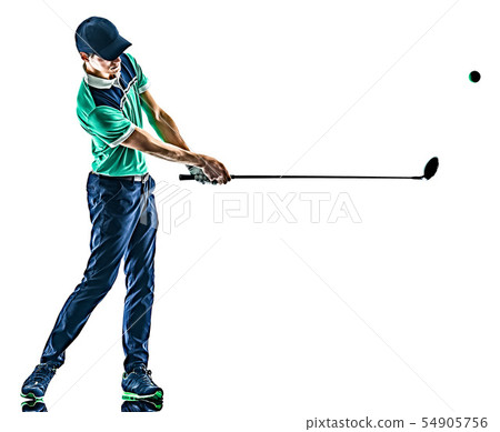 Man Golf golfer golfing isolated white background 54905756