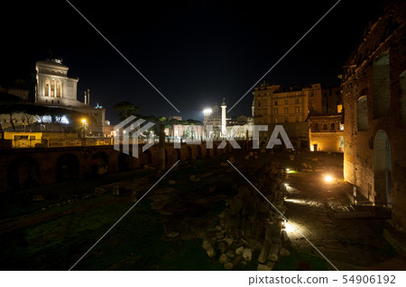 Imperial forums night view, Rome, Italy. Roma Imperial forums night view, Rome, Italy. Roma 54906192