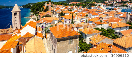 Town Rab on Croatian island from above Town Rab on Croatian island from above 54906310