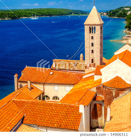 Town Rab on Croatian island from above Town Rab on Croatian island from above 54906311