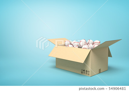 3d rendering of baseballs in carton box on blue background. 3d rendering of baseballs in carton box on blue background. 54906481