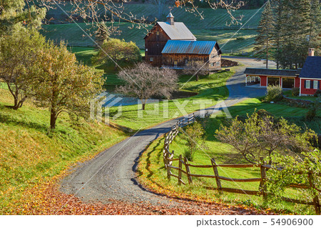 Sleepy Hollow Farm at sunny autumn day in Sleepy Hollow Farm at sunny autumn day in 54906900