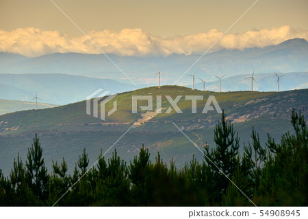 Power Generation Eolic Wind Turbines Field In Spain 54908945