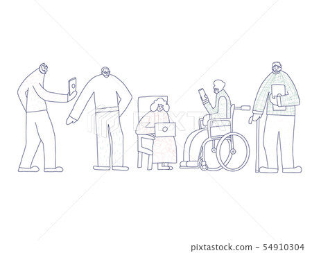 Group of old people isolated. Vector illustration. Group of old people isolated. Vector illustration. 54910304