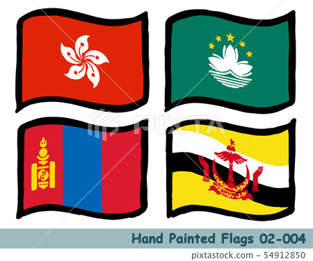 Hand-drawn flag icon, Hong Kong flag, Macao flag, Mongolia flag, Brunei flag Hand-drawn flag icon, Hong Kong flag, Macao flag, Mongolia flag, Brunei flag 54912850