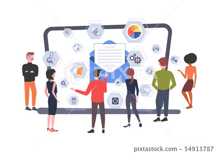people developers team looking at laptop screen envelope with letter online messaging email app people developers team looking at laptop screen envelope with letter online messaging email app 54913787