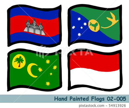 Hand-drawn Flag Icon, Cambodia Flag, Christmas Island Flag, Cocos Islands Flag, Indonesia Flag Hand-drawn Flag Icon, Cambodia Flag, Christmas Island Flag, Cocos Islands Flag, Indonesia Flag 54913926