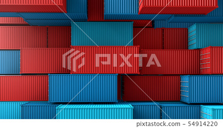 Stack of containers box, Cargo freight ship on top 54914220