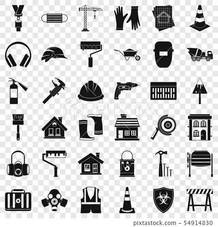 Construction bulldozer icons set, simple style Construction bulldozer icons set, simple style 54914830