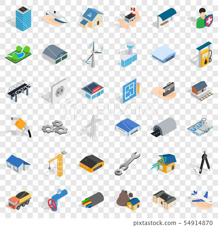 Construction site icons set, isometric style 54914870