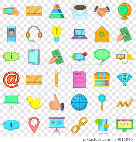 Contact us icons set, cartoon style 54915040
