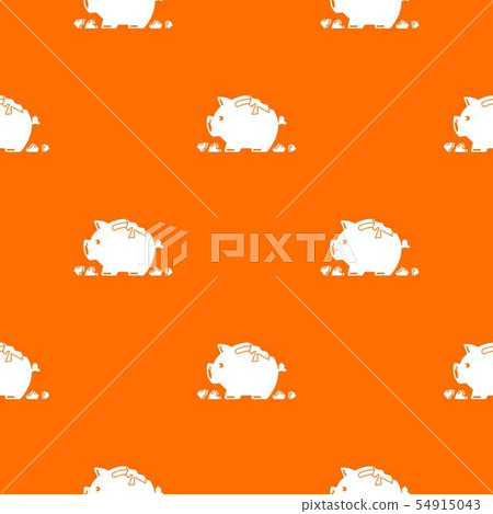 Broken piggy bank pattern vector orange 54915043
