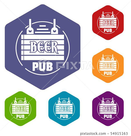 Wood board beer pub icons vector hexahedron Wood board beer pub icons vector hexahedron 54915163
