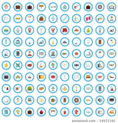 100 hospitality training icons set, flat style 54915240