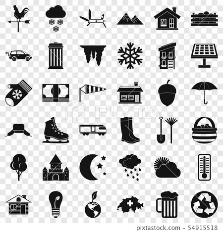 Suburb house icons set, simple style 54915518