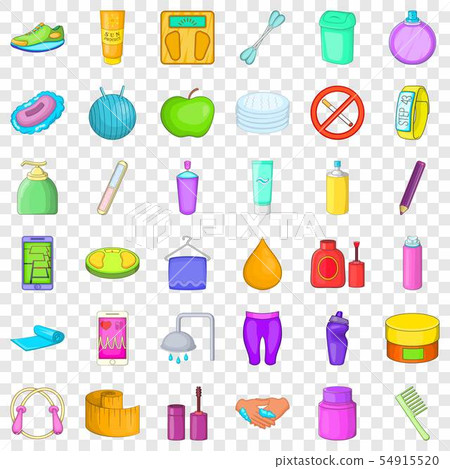 Woman cosmetic icons set, cartoon style 54915520