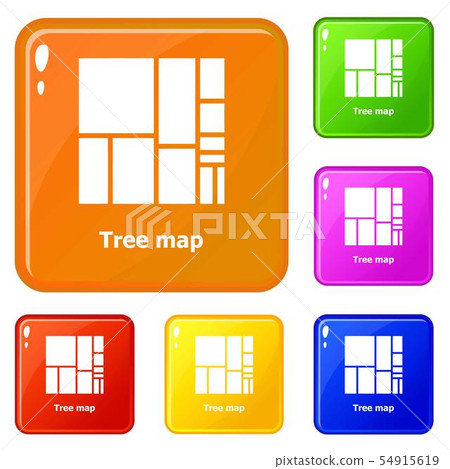 Tree map icons set vector color - Stock Illustration [54915619] - PIXTA