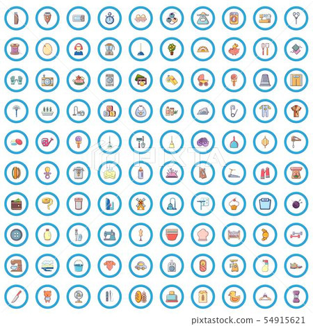 100 housewife icons set, cartoon style 100 housewife icons set, cartoon style 54915621