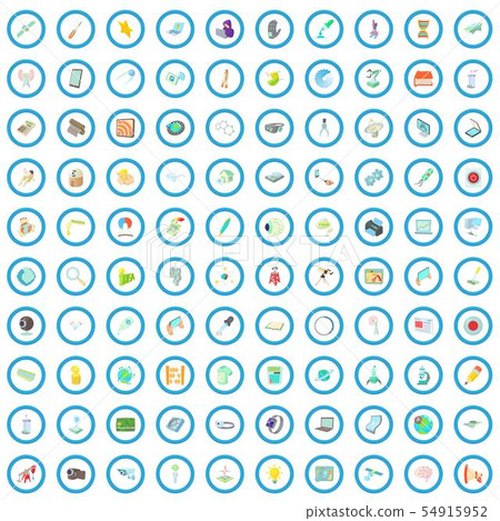 100 innovation icons set, cartoon style 54915952