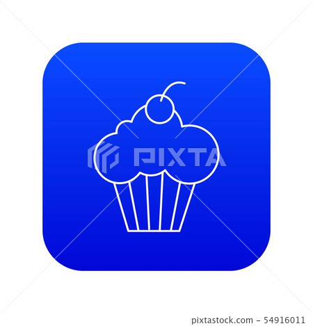Sweet cupcake icon blue vector Sweet cupcake icon blue vector 54916011