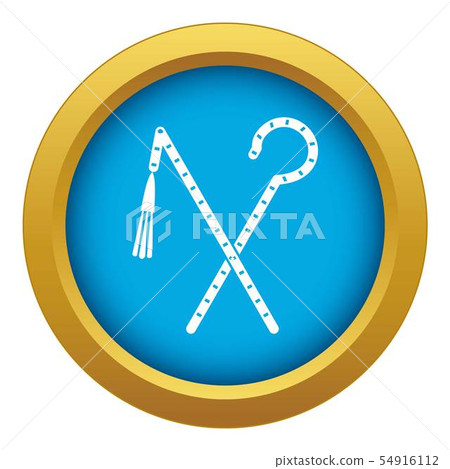 Rod and whip of Pharaoh icon blue vector isolated Rod and whip of Pharaoh icon blue vector isolated 54916112