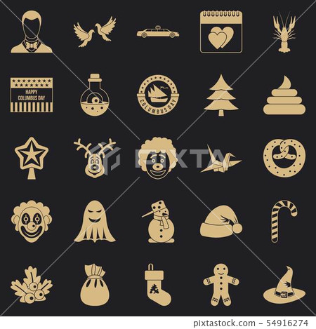 Holiday cake icons set, simple style Holiday cake icons set, simple style 54916274